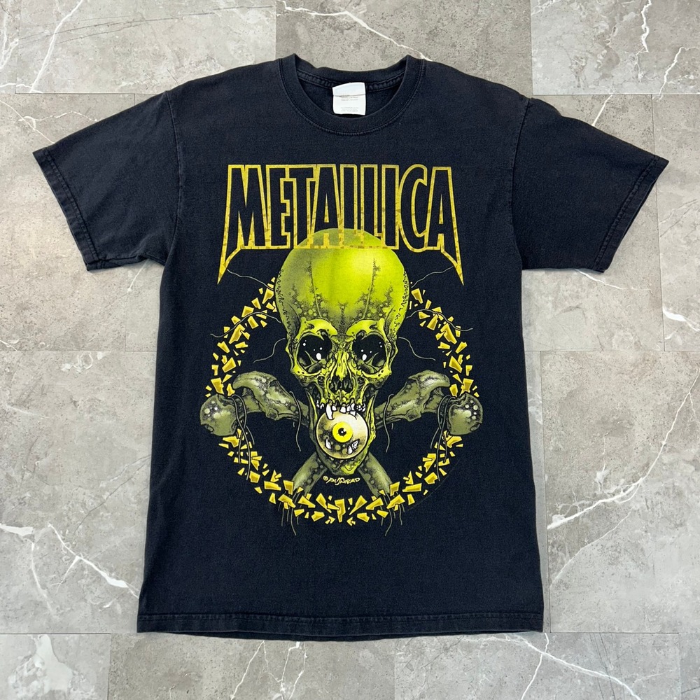 Vintage Metallica Graphic Tee Mens Small No Leaf Clover Band Shirt Black Y2K